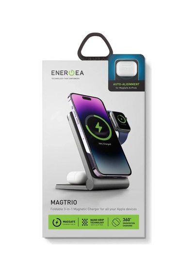 Magtrio 3in1 Katlanabilir 15w Telefon Saat Apple Uyumlu AirPods Masaüstü Hızlı Şarj Standı - Koyu Gri