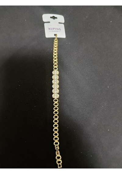 Gold Baget Taşlı Antialerjik Lüks Bileklik - Kadın Takı Aksesuar Altın