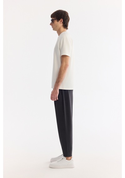 Avva Erkek Ekru Bisiklet Yaka Baskılı Bi-stretch İnterlok Regular Fit T-shirt A61y1061