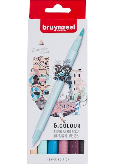 Bruynzeel Venice Edition Fineliner Çift Taraflı Brushpen 6 Renk N