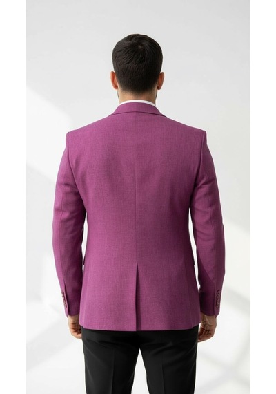 Plus Scorpion Mor Erkek Slim Fit Tek Düğmeli Blazer Ceket Astarli, Şık Ve Modern Kesim Mor