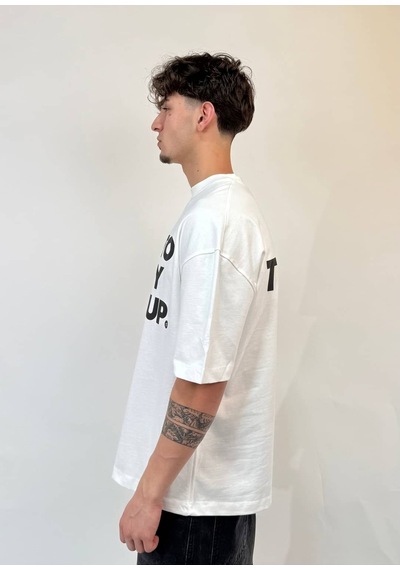 Zaee Level Up Oversize Baskılı Tişört Beyaz
