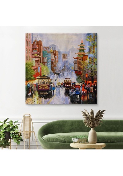 Es10 Aşağı California Sokak Gelen Nob Hill Thomas Duvar Tablosu-5825 (70 x 70)