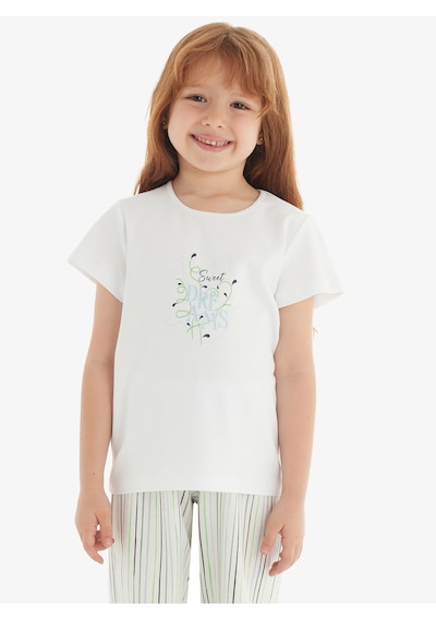 Blackspade Kız Çocuk T-shirt 51825 - Beyaz Beyaz
