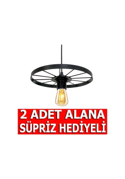 Bundera Retro Ferforje Metal Bisiklet Tekerlek Sarkıt Avize