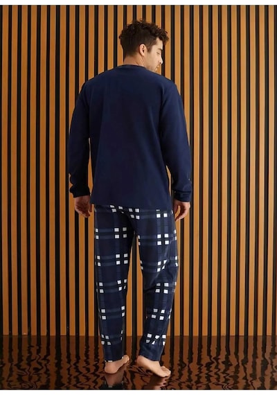 Pijamoni Erkek Düğme Yaka Kışlık Polar Pijama Takımı 6100/13 - 1 Adet Lacivert