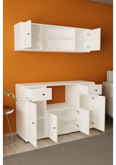 Kahve Köşesi Çok Amaçlı Dolap Mikrodalga Set Altı Mutfak Dolabı Beyaz / Beyaz