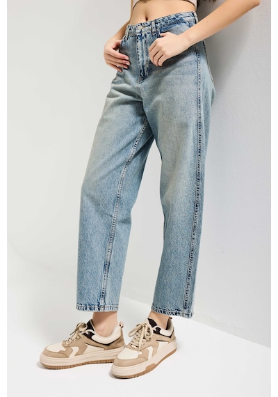 Itsbasic Kadın Kot Rengi 4s6-32 Relax Fit %100 Koton Denim Jean