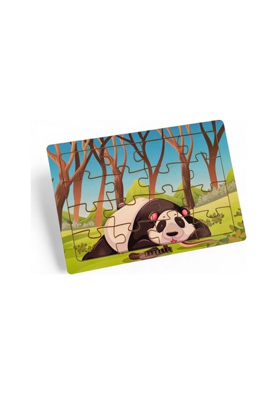 Panda 16 Parça Eğitici Öğretici Ahşap Çocuk Puzzle Yapboz Bebek Çocuk Oyuncak