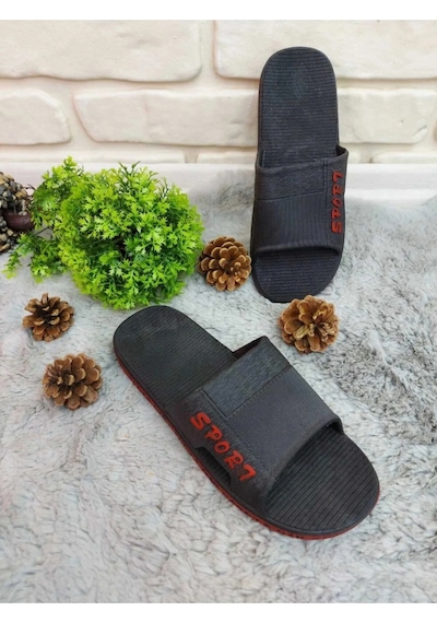 Erkek Kaymaz Taban Banyo Balkon Sport Siyah-kırmızı Siyah - Kırmızı