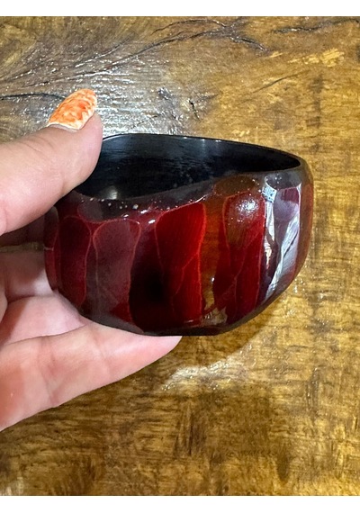 Hırmızı Yılan Desenli Kemik Kadın Hint Bileziği Çap 7 Cm Çok Renkli