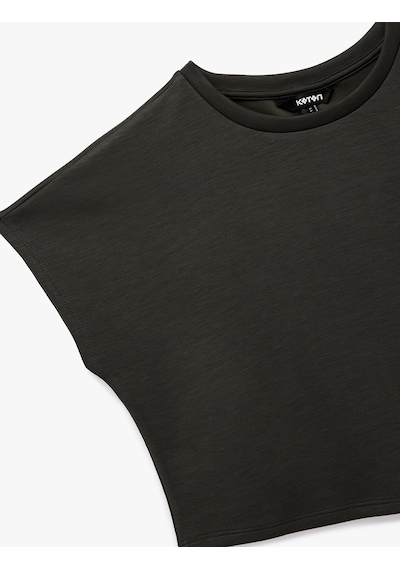 Koton Slim Fit Bisiklet Yaka Kolsuz Basic Tişört Antrasit 6wak50012uk