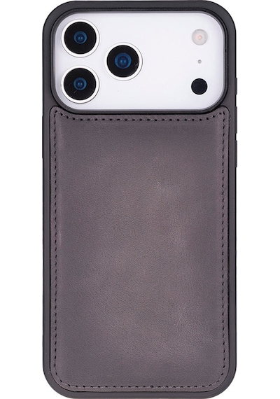Bloomcase Magic Wallet Ash Gray Apple Uyumlu iPhone 17 Pro 6.3" Hakiki Deri Çıkarılabilir Cüzdanlı Telefon Kılıfı Gri