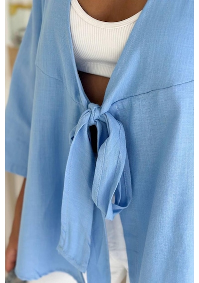 Kadın Bağlamalı Yazlık Gömlek Blue Breeze Mavi