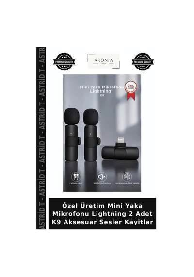Özel Üretim Mini Yaka Mikrofonu Lightning 2 Adet K9 Aksesuar Sesler Kayitlar