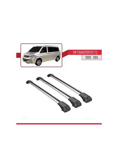 Volkswagen T5 2003-2015 Arası İle Uyumlu Ace-1 Ara Atkı Tavan Barı Gri 3 Adet Bar