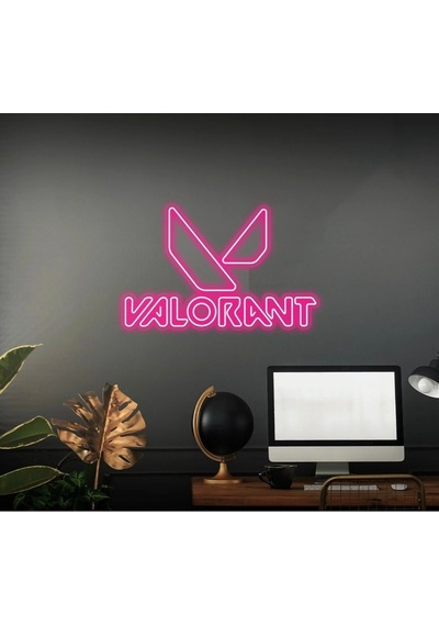 Valorant Yazılı Ve Şekilli Neon Tabela Pembe