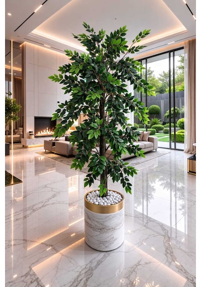 Zeytin Ağacı 180 Cm Duz Yeşil Lux Metal Saksı Dahıl