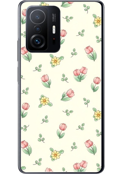 Xiaomi Mi 11 T-11 T Pro Uyumlu Lale Çiçekleri Baskılı Silikon Kılıf Renkli