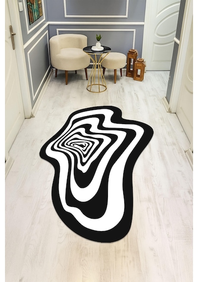 Modern Lazer Kesim Dijital Baskı Kaymaz Taban Halı H0450 Renkli