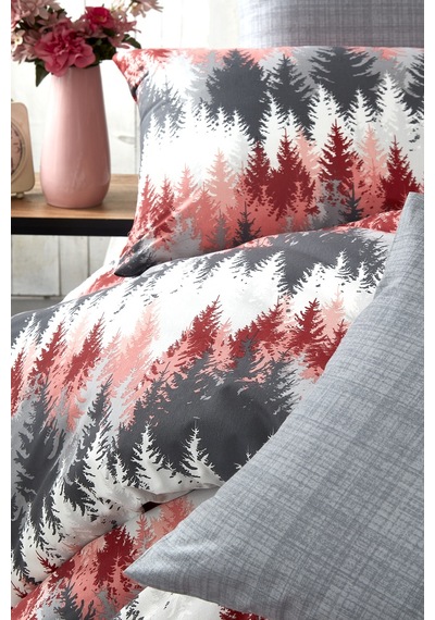 BonjardinHome Doğal Pamuk Pine Çift Kişilik Nevresim Takımı Gri