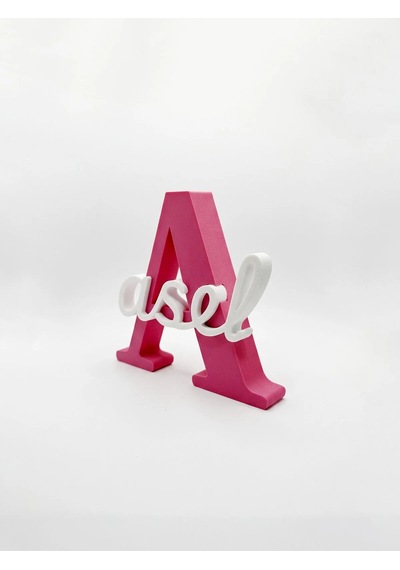 Kişiye Özel 3d Harf Ve İsimli Dekoratif Hediyelik Masa Süsü - 10 Cm - Pembe