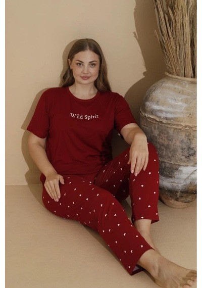 Boyraz Kadın Milan Büyük Beden Bisiklet Yaka Kısa Kol İnce Pijama Takımı 11053 - 1 Adet 001