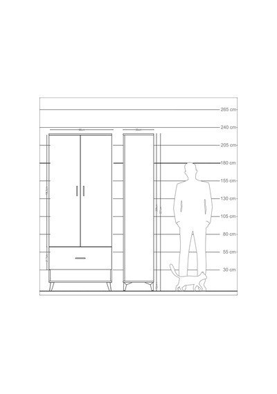 Arges Dolap 4 Raflı Tek Çekmeceli 2 Kapaklı 88x30x221 Aytaşı-... Aytaşı