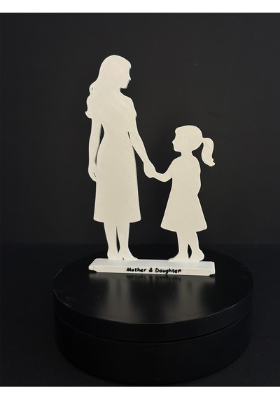 Anne Ve Kız Silüeti Mother & Daughter Dekoratif Obje - Beyaz -