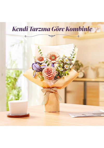 Rowood Tw121 Süsen Çiçeği Purple Iris Dıy Minyatür Maket Model Seti Ahşap 3d Wooden Puzzle Model Kit Ahşap Maket Dekoratif Hobi Seti