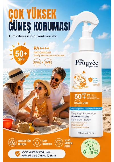 %100 Mineral Filtre 50+spf Güneş Kremi Uva+uvb Suya Dayanıklı 200ml