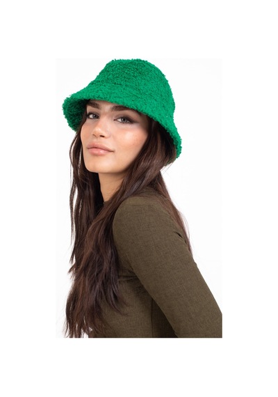 Ladycolor Şapka Kıvırcık Peluş Kumaş Yeşil Yeşil