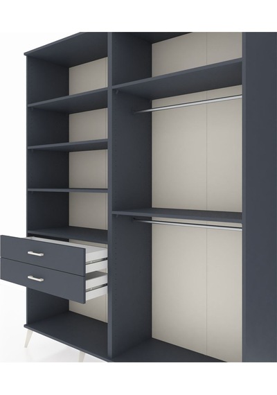Hyperion Gardrop 6 Raflı 2 Çekmeceli 2 Askılı 176x44x221 Antrasit-antrasit Beyaz Hyperion Gardrop 6 Raflı 2 Çekmeceli 2 Askılı 176x44x221 Antrasit-antrasit Beyaz