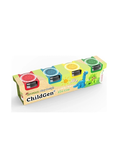 Oyun Hamuru Ecocup - 125 Gr 4'lü Set Dinozor Mavi-kırmızı-sarı- Yeşil Çok Renkli