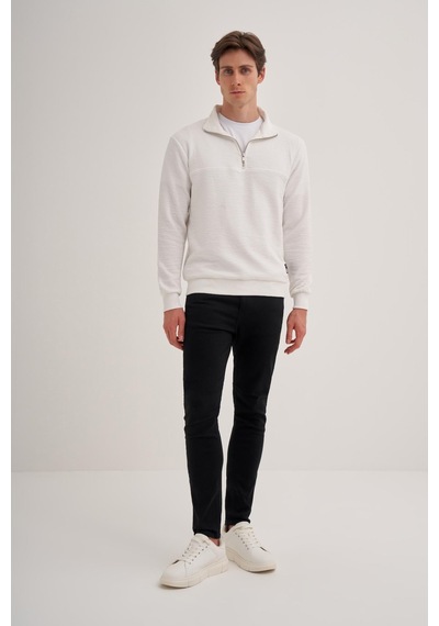 Cazador 50670 Erkek Dik Yaka Sweat Ekru