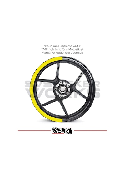 Motosiklet Jant Şeridi Jant Sticker Yarım Kaplama Daire 17-18 İnch Jant Motor Uyumlu Sarı