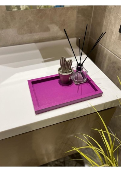 Hazeran Moru Mini Dikdörtgen Rengi Model Dekorasyon Düzenleyici Ahşap Tepsi 29x19 Cm