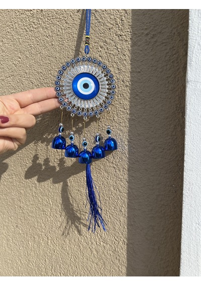 Nazar Boncuklu Mavi Zilli Rüzgar Çanı/ Nazarlıklı Rüzgar Çanı/duvar Dekoru Nazarlık Model2 1 Adet