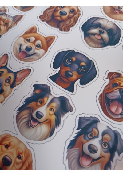 Tatlı Kedi Köpek Kafaları Sevimli Sticker Etiket Çıkartma 2 Sayfa