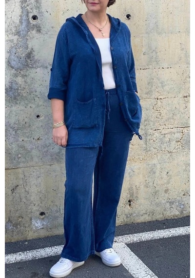Mia Butik Kadın Güneş Keten Lacivert Takım Lacivert
