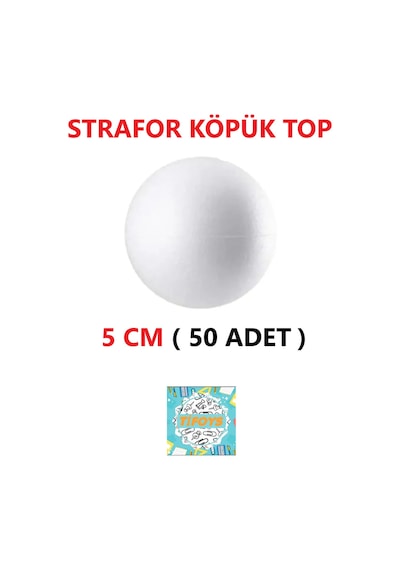 Strafor Köpük Top Küre Top Beyaz - 5 Cm - 50 Adet