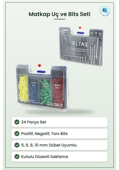 Matkap Ucu 24 Parça Ahşap Beton Ve Metal İçin Bits Seti 5 6 8 10