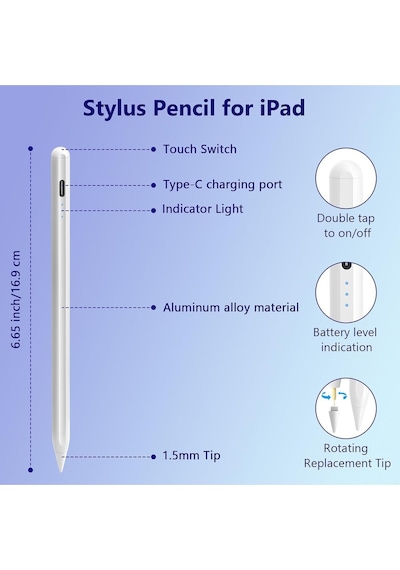 Apple Uyumlu iPad  Pro 11 İnç 2024 Avuç İçi Red Dokunmatik Kalem Elinizi Algılamayan Teknoloji