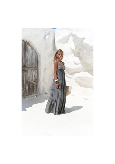 Mai Collection Mai Studios Co. Siena Antrasit Askılı Uzun Elbise Antrasit