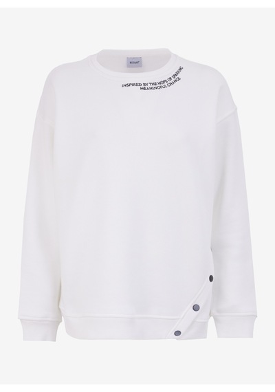 Mustang Ekru Kadın Bisiklet Loose Fit Nakışlı Sweatshirt M4wl-swt-1012