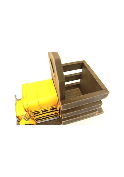Dekoratif Metal Araba Okul Otobüsü Kalemlik C0790 Kırmızı