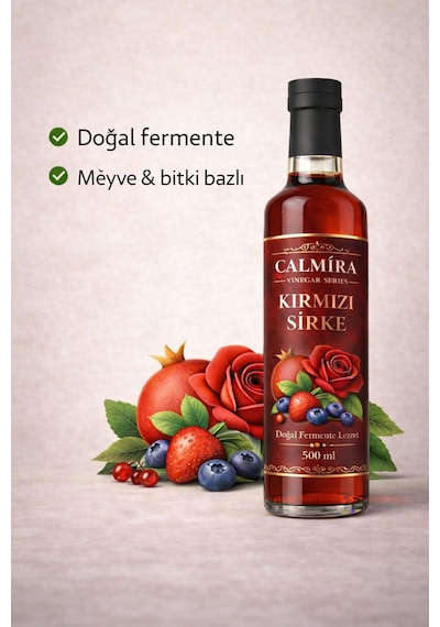 Calmira Kırmızı Sirke 500 Ml / Elma / Nar / Gül / Orman Meyveleri + Collagen