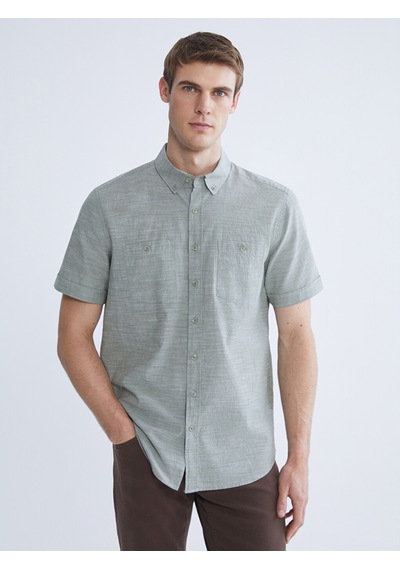 Lcwaıkıkı Classic Haki Regular Fit Kısa Kollu Erkek Gömlek