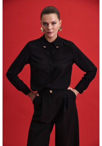 Sateen Lucy Gömlek - Siyah-136941 Siyah