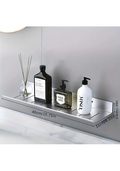 Gkd 304 Kalite Paslanmaz Çelik 40 Cm Ve 30cm 2 Adet Banyo Rafı Düzenleyici - Vidalı Sistem - Inox Gri